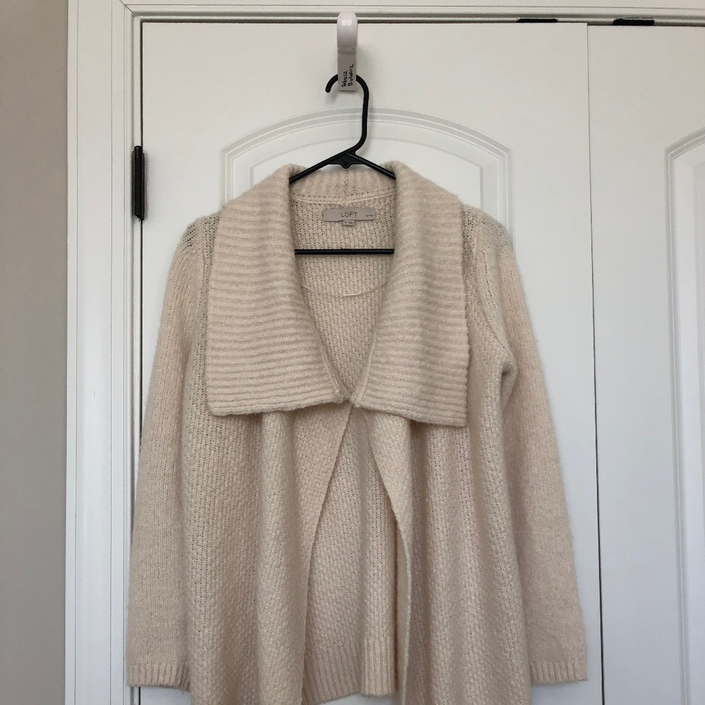 Wool & Alpaca Cream Sweater Wrap from LOFT